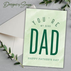 Sei il mio eroe papà / Biglietto per la festa del papà - Messaggio vuoto all'interno / Stampabile A7 5x7 Download digitale istantaneo / Regalo fai da te per papà / Stampa a casa