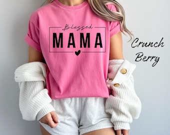 Blessed Mama Shirt, Comfort Colors Oversized Mama T-shirt, Retro Mama Shirt, Gift for Mom, Baby Shower Gift, Mom Shirt, Mother's Day Shirt