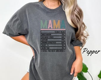 Mama Daily Values Shirt, Comfort Colors Oversized T-shirt, Retro Mama Shirt, Gift for Mom, Baby Shower Gift, Mom Shirt, Mother's Day Shirt