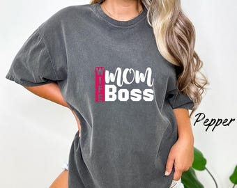 Wife Mom Boss Shirt, Comfort Colors Oversized T-shirt, Retro Mama Shirt, Gift for Mom, Mom Family Shirt, Mother Day Shirt, Mother Shirt