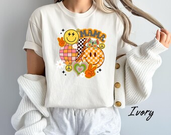 Mama Comfort Colors® Tee, Peace shirt, Checkered Mama Shirt, Christmas Gift Moms, Mom Tee, Trendy Mama Shirt, Mama Tshirt,  Retro Mama Shirt
