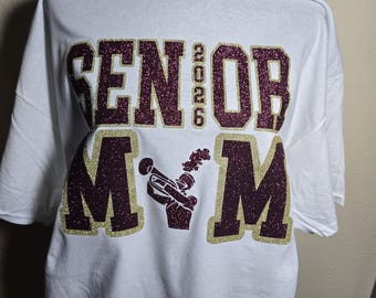 Custom Senior Band Mom Glitter Shirt, Glitter Senior Mom Band Sweatshirt, Mom Gift, Glitter Band Sweatshirt, School Spirit Shirt, Band Mom