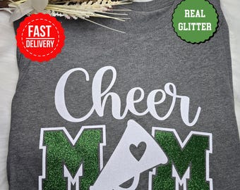 Glitter Cheer Mom Sweatshirt, Glitter Cheer Sweater, Custom Cheer Mom Shirt, School Spirit Shirt, Cheer Mom Shirt, Custom School Color Shirt