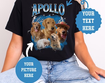 Custom Comfort Colors® Retro Dog Shirt, Personalized Pet Tee, Custom Photo Vintage 90s Graphic, Bootleg Rap Dog Shirt, Custom Design Tshirt
