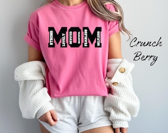 Strong Mom Shirt, Comfort Colors Oversized T-shirt, Retro Mama Shirt, Gift for Mom, Baby Shower Gift, Fearless Mom Shirt, Mother's Day Shirt