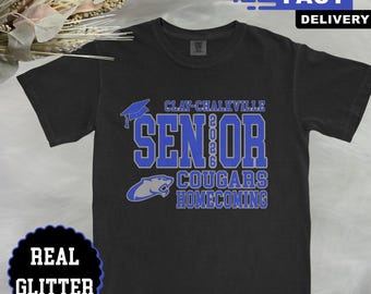 Custom Senior Homecoming Glitter Shirt, Glitter Senior Homecoming Sweatshirt, School Spirit Shirt, Glitter Sweatshirt, Name on Back of Shirt