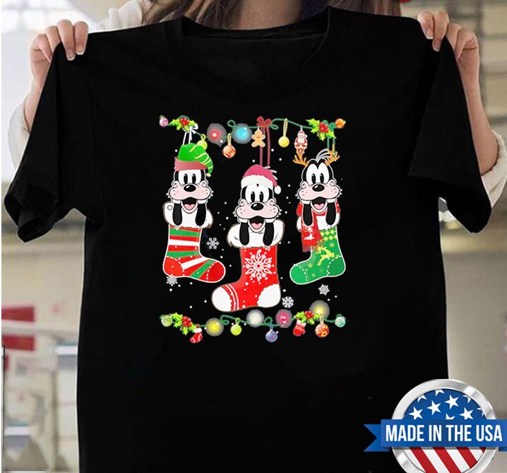 Discover Disney Goofy Christmas Socks Shirt, A Goofy Movie Christmas Lights Shirt