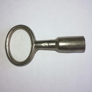May include: A silver-coloured key with a round head and a long, thin shaft.