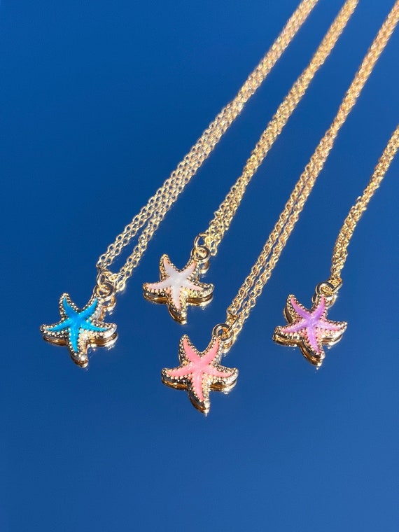 Pendant Beach Jewelry Amazon Colored Starfish Necklace Cute Preppy