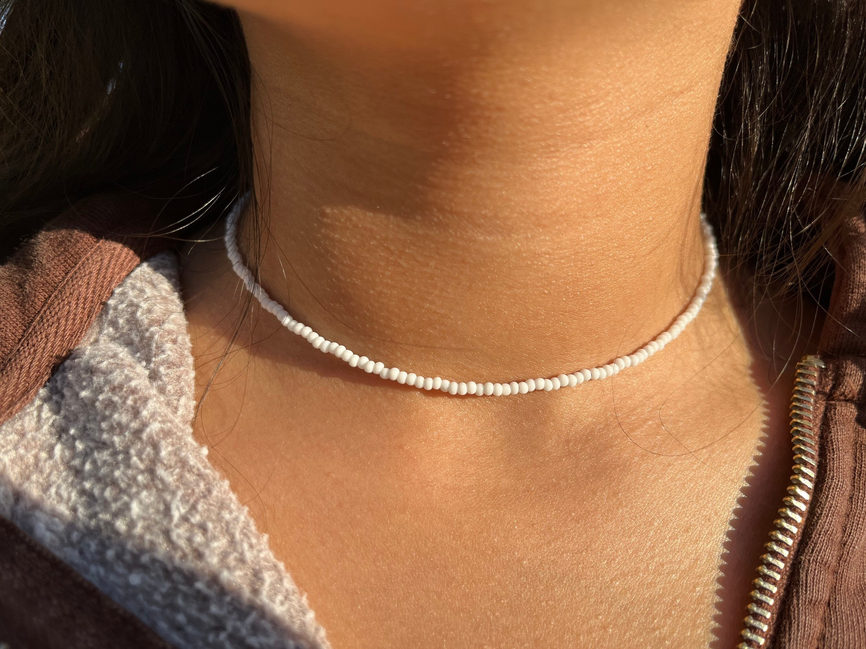 White Seed Bead Necklace
