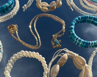 Mystery Ocean Set | 3 Items: Necklace, Bracelet, and Anklet, Ocean Lover Jewelry, Preppy Style Set, Minimalist, Perfect for Summer, Gifts