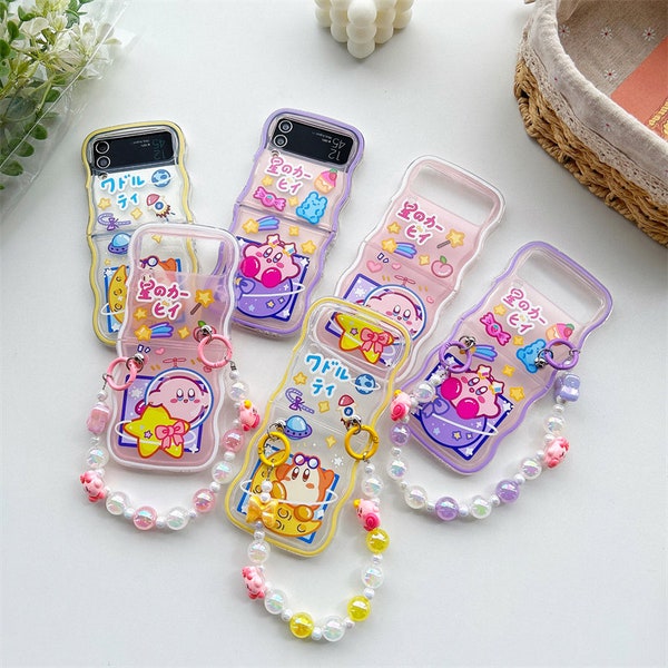 Kawaii Space Moon Cartoon Phone Case pour Samsung Galaxy Z Flip 3 Hard PC Back forZ Flip 4 Case Protective Shell Anti-drop Cover Girl Gift