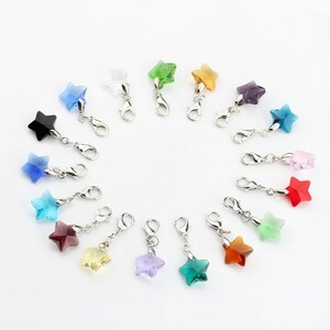 Colorful Crystal Stars Charms 14MM 10pcs/lot for DIY Accessories Bracelets Necklace Keychain Charms with Lobster Clasp