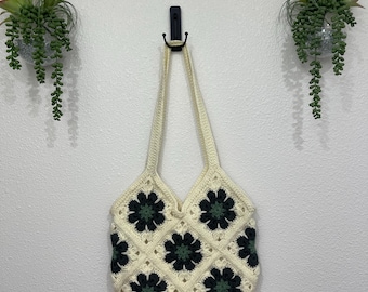 Borsa tote fatta a mano all'uncinetto con fiori / Borsa boho hippie