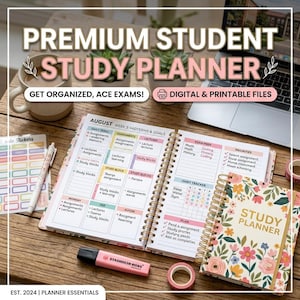 Undated Student Study Planner, Digital Academic GoodNotes, Printable College PDF