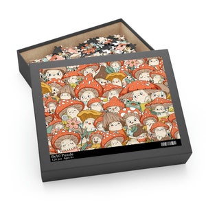 Kawaii Mushrooms Puzzle (120, 252, 500-Piece) - Chibi Puzzle - Gift for Anime Fan - Aesthetic Puzzle - Kawaii Board Games - Kawaii Puzzle