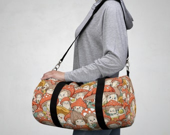 Kawaii Mushrooms Duffel Bag - Gym Bag for Anime Fan - Chibi Bag - Gift for Athlete - Kawaii Cute Bag - Traveler Bag - Anime Gift Idea