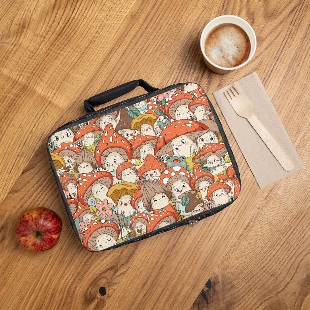 Kawaii Mushroom Lunch Bag Chibi Mushroom Lunch Box Back to School Gift Kawaii Gift Idea Anime
