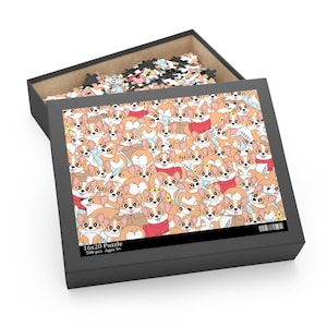 Rustic 5 Corgis Dog Puzzle with Photo Tin PUZL52158