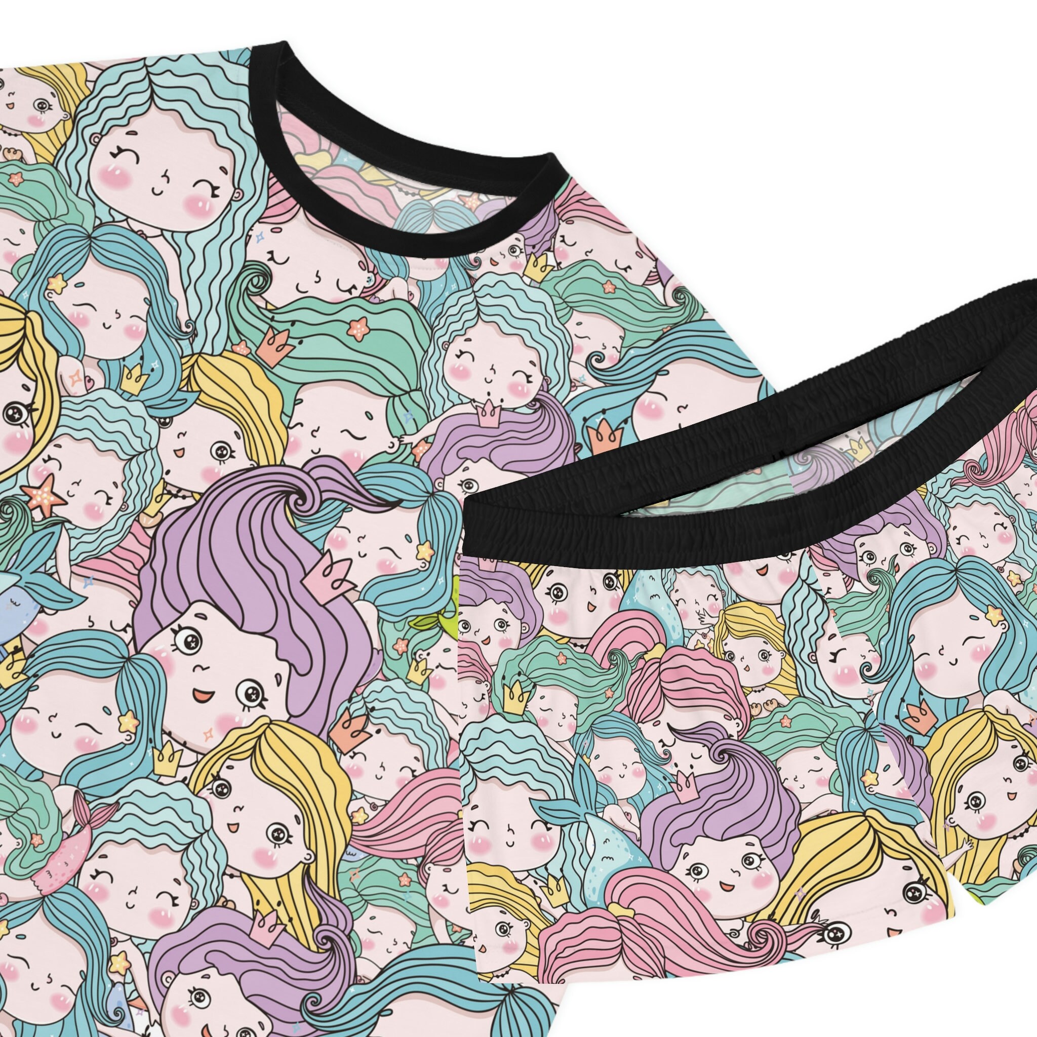 Kawaii Mermaid Pajamas Set, Women Sleepwear