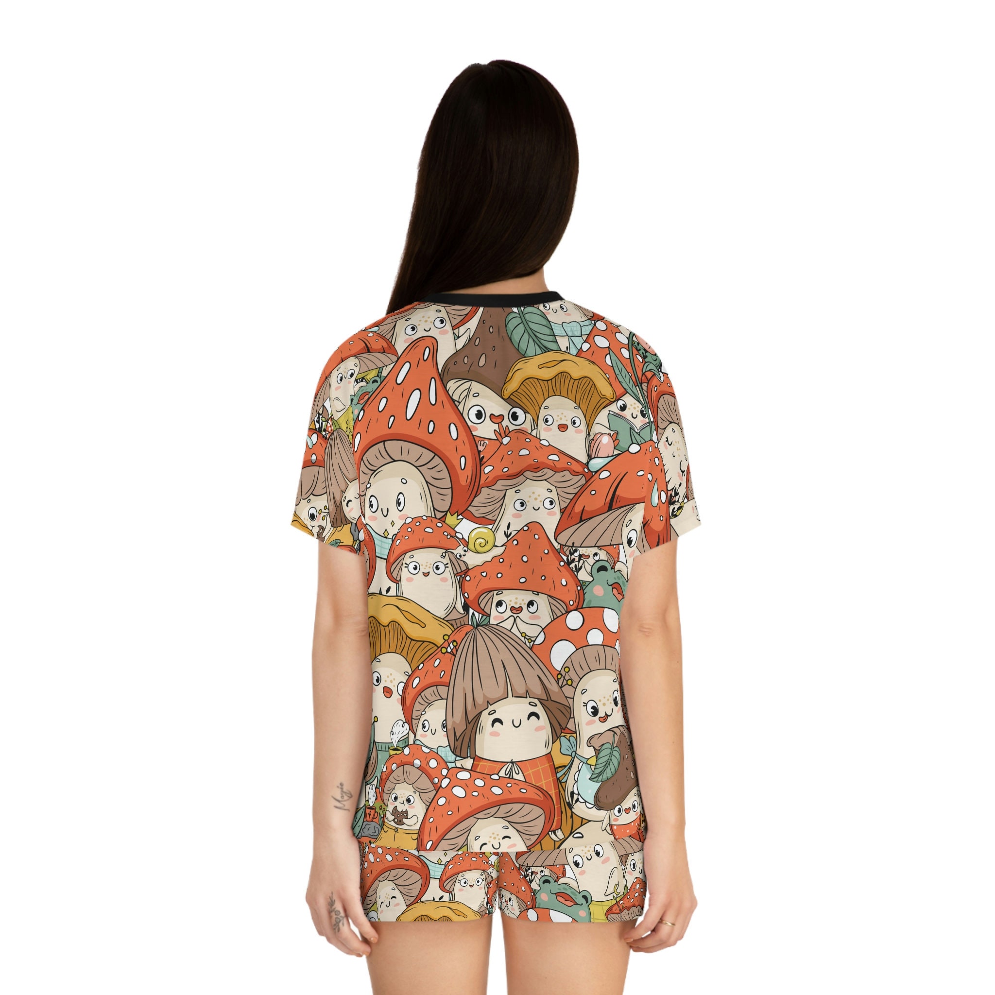 Kawaii Mushrooms Pajamas Set, Women Sleepwear