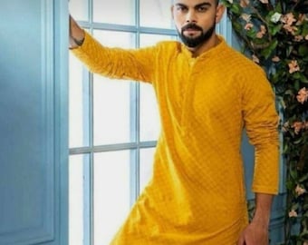 Haldi faction kurta Yellow colour Chikankari Readymade Kurta Pajama set, American event  kurta pajama set, indian wedding kurta pajama set