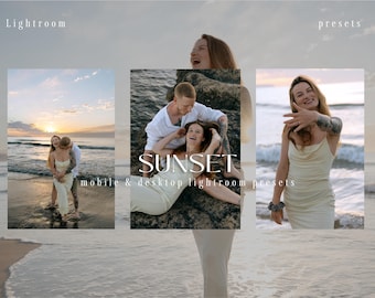 13 SUNSET Lightroom mobile & desktop PRESETS | Instagram Golden Hour Blogger Presets | Warm Light Sunset Preset | Beach Shoot Preset