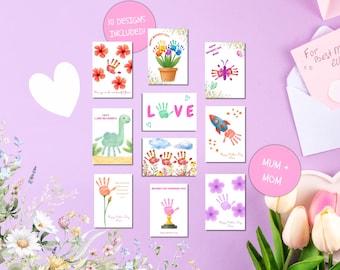 Manualidad con huellas de manos para el Día de la Madre, actividad para niños, regalo imprimible para mamá, recuerdo para hacer tú mismo, descarga digital.