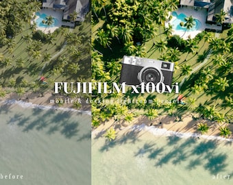 6 Fujifilm Lightroom Presets, Retro Analog Film Aesthetics, Vintage Grainy Film Looks, Warm Photography Filters for Desktop & Mobile