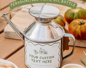 Custom text Olive Oil Container / Your own text / Christmas gift for friend mum dad grandma colleague employee custom company corporate