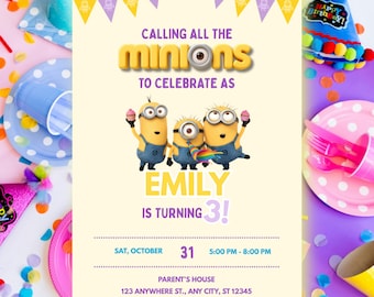 Birthday Invitation Template | Bright Kids Birthday Party Invite | Editable Canva Instant Download Printable Digital