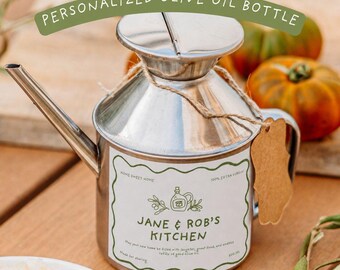 Custom Name Olive Oil Container, Personalized Family Wedding Gift Box, Kitchen Gifts for Mom, Retirement