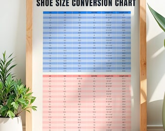 Digital Shoe Size Conversion Chart Poster – Printable Digital Download (A3 & A4)