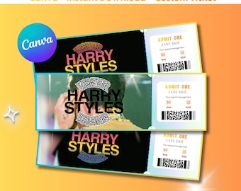 Harry Styles Concert Ticket Template, Editable Canva Surprise Gift (Digital Download)