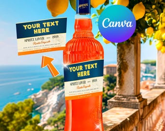 ¡NUEVO DISEÑO! Etiqueta personalizada para Aperol Spritz - Regalo de cumpleaños personalizado - Plantilla digital para Canva (hazlo tú mismo)