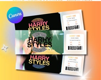 Modèle de billet de concert personnalisé Harry Styles, billet modifiable, pass souvenir imprimable, faux billet de concert surprise, téléchargement instantané