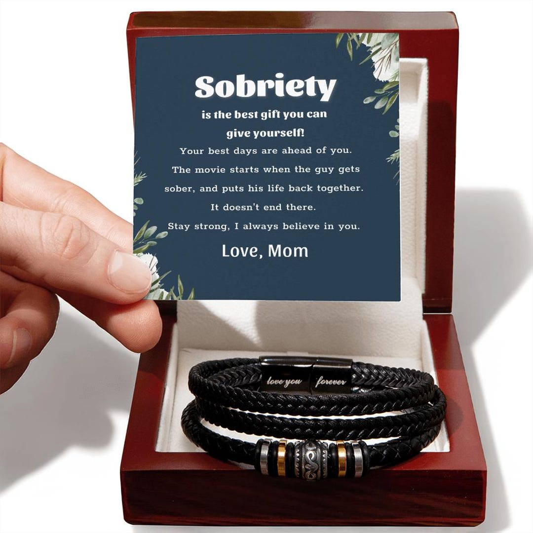 Sobriety Gift for Men, One Year Sober, AA Recovery Bracelet, AA Gifts ...