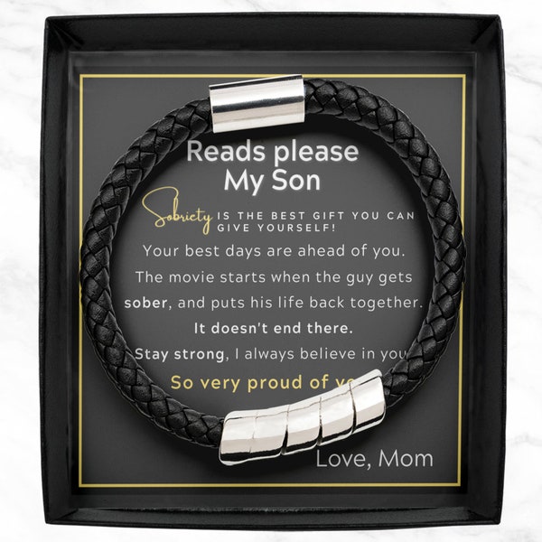 Sobriety Gift For Son, AA Recovery Bracelet, AA  Gift, Unique Bracelet Gifts, Sober Anniversary Gift, Sober Gift For Men, Sober Son Bracelet