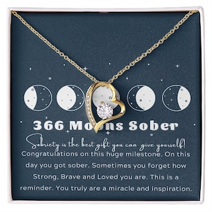 Sobriety Gift For Women, One Year Sober Anniversary Gift, Addiction Recovery Necklace,  Wife Recovery Gifts, AA Gift 18k Gold Necklace