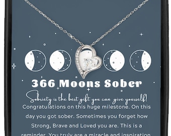 Sobriety Gift, One Year Sober Anniversary Gift, Addiction Recovery Necklace,  Wife Recovery Gifts, AA Gift For Daughter 366 Moons Sober