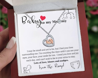 First Christmas gift from bump, Baby Feet Heart Necklace, New Mom Gift, Mom To be gift, First Christmas As Mother , Baby shower gift Mommy