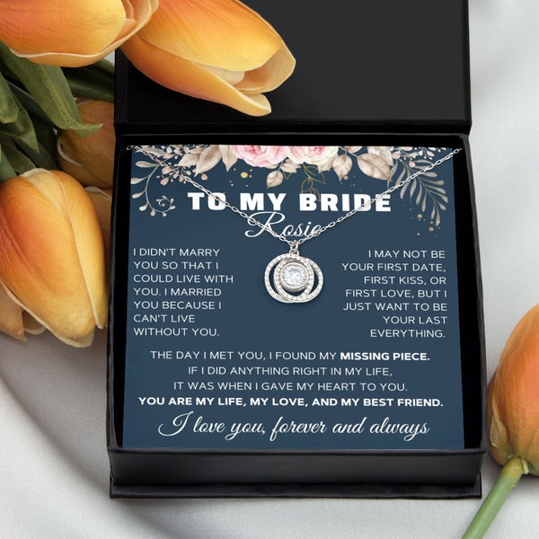 To My Bride On Our Wedding Day, Bride Gift From Groom To My Bride Necklace, Groom To Future Wife Gift, Groom to Bride