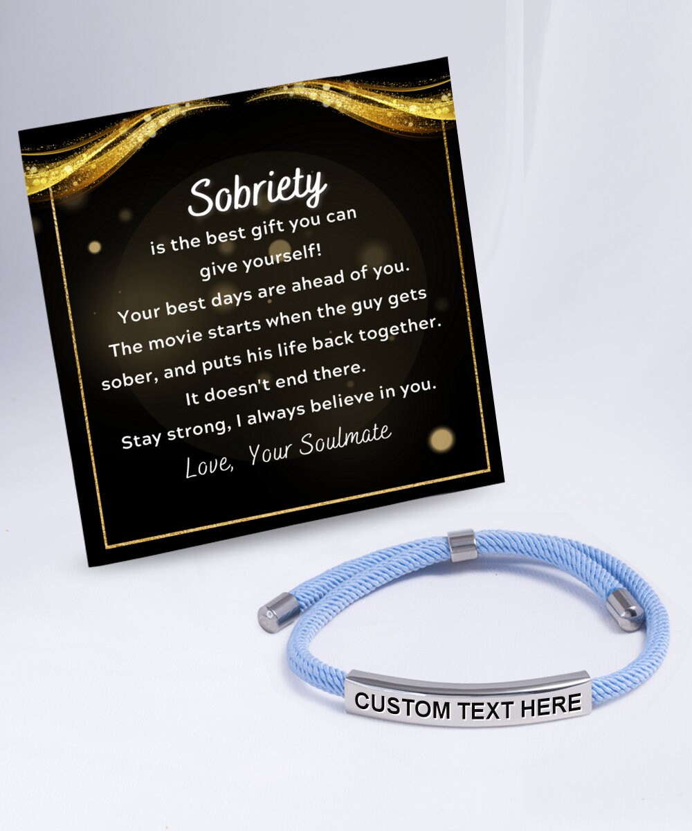 Sobriety Gift for Men, One Year Sober, AA Recovery Bracelet, AA Gifts