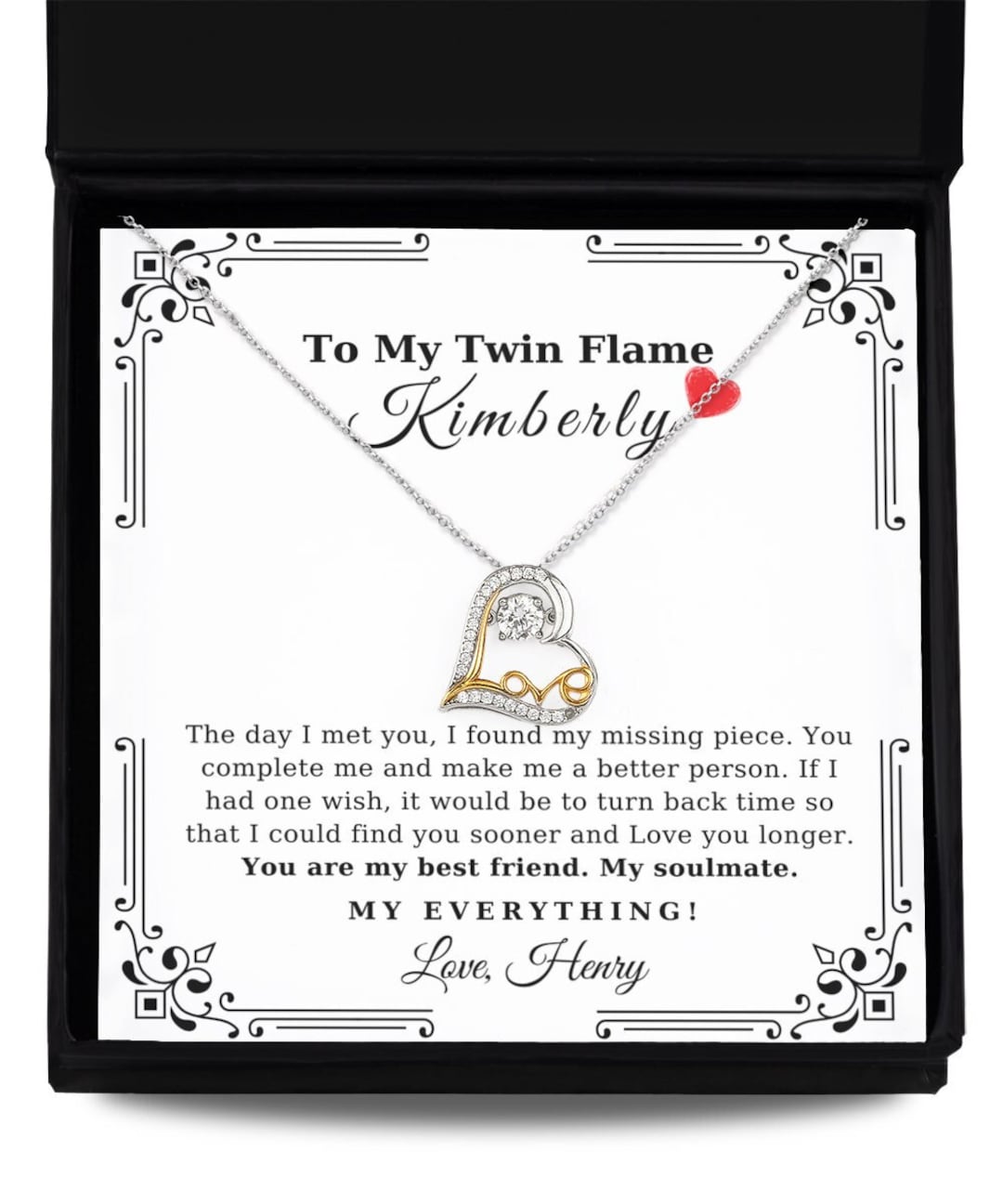 To My Twin Flame Gift, Twin Flame Necklace, Valentines Gifts, My