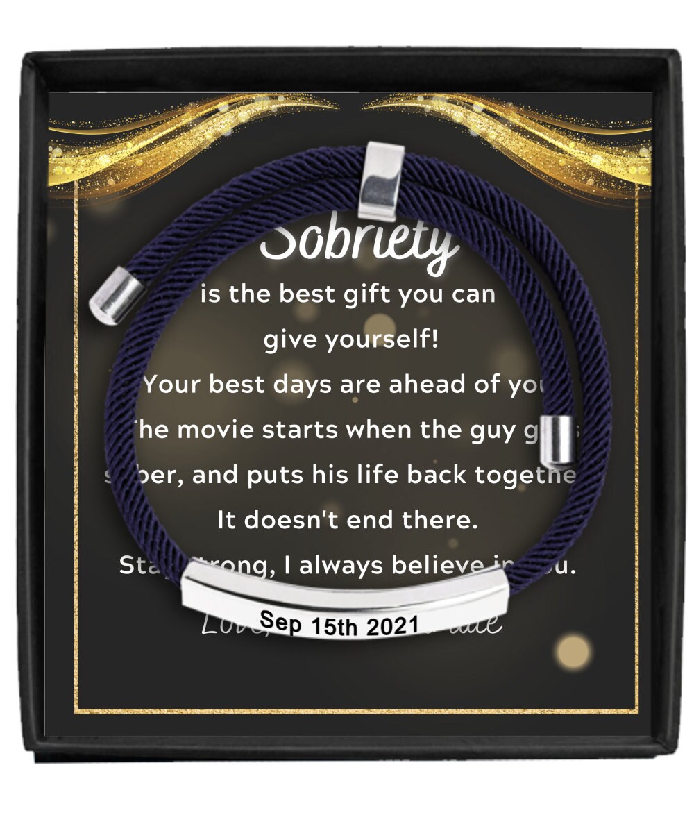 Sobriety Gift for Men, One Year Sober, AA Recovery Bracelet, AA Gifts
