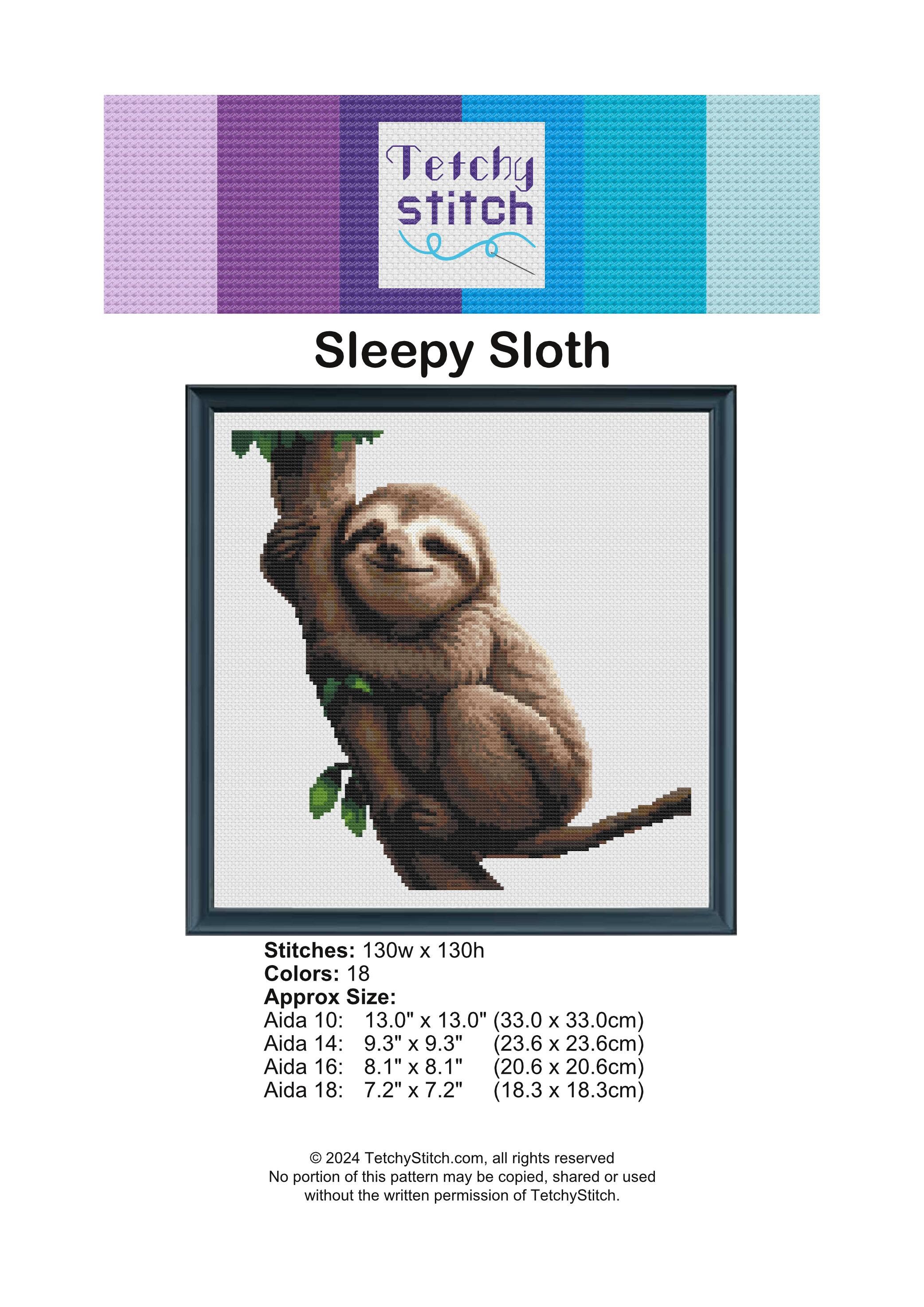 Sleepy Sloth Cross Stitch Pattern: Animal Portrait (instant Download ...
