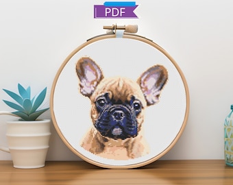 French Bulldog Cross Stitch Pattern: Pet Portrait (PDF)