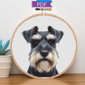 Schnauzer Cross Stitch Pattern: Dog Portrait (PDF Download, Pattern Keeper Compatible)