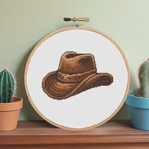 Cowboy Hat cross stitch pattern PDF | Wild West nursery art | Western-theme | Modern cross stitch