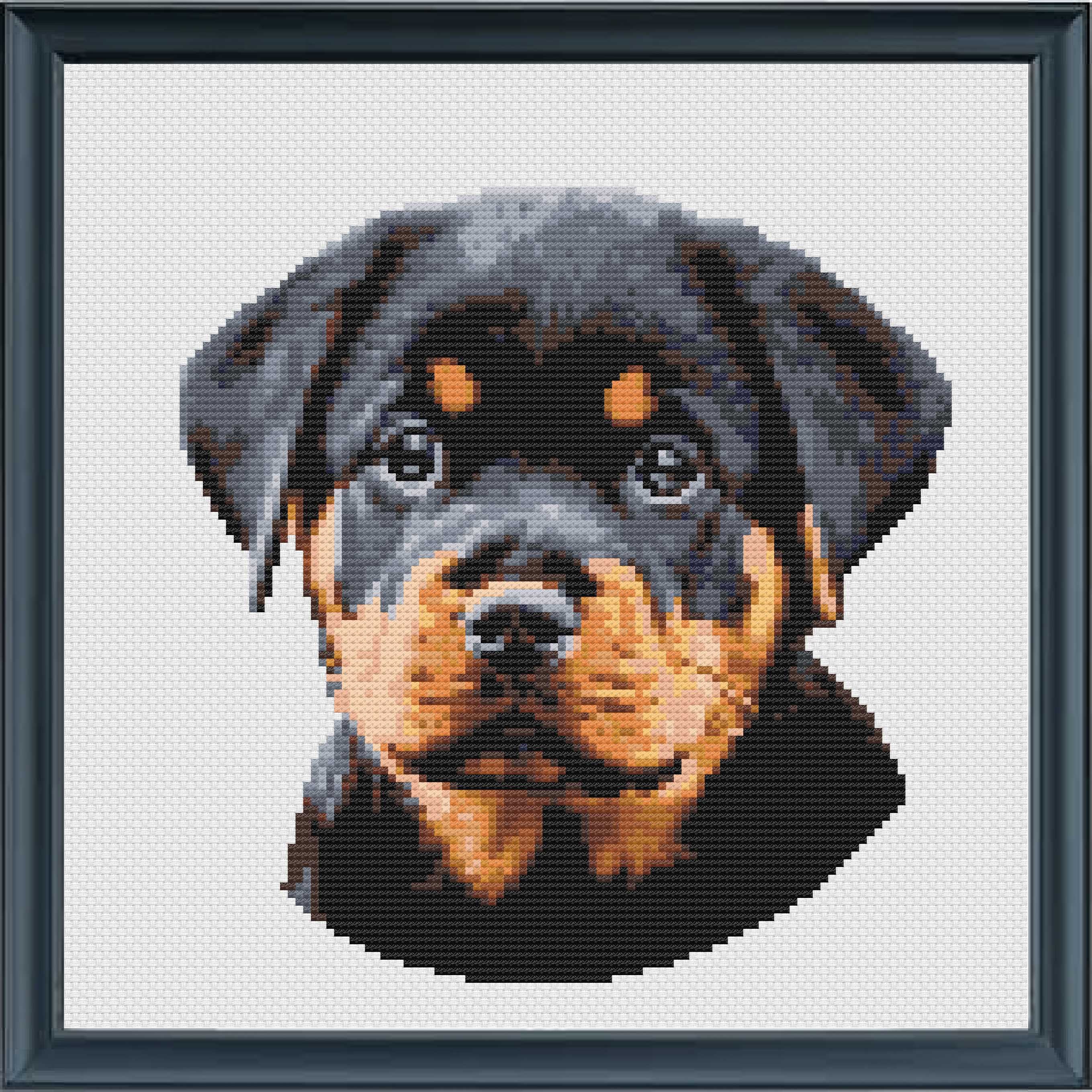 Rottweiler Puppy Cross Stitch Pattern PDF | Rottie Black Dog | Dog ...